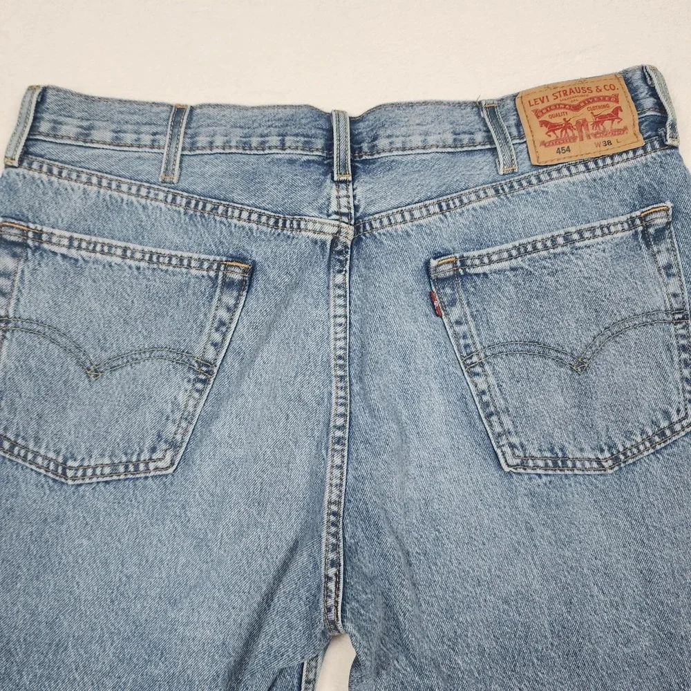 Levis 454 Denim Shorts Mens Size 38 Blue Jean Relaxed Fit Baggy Jorts